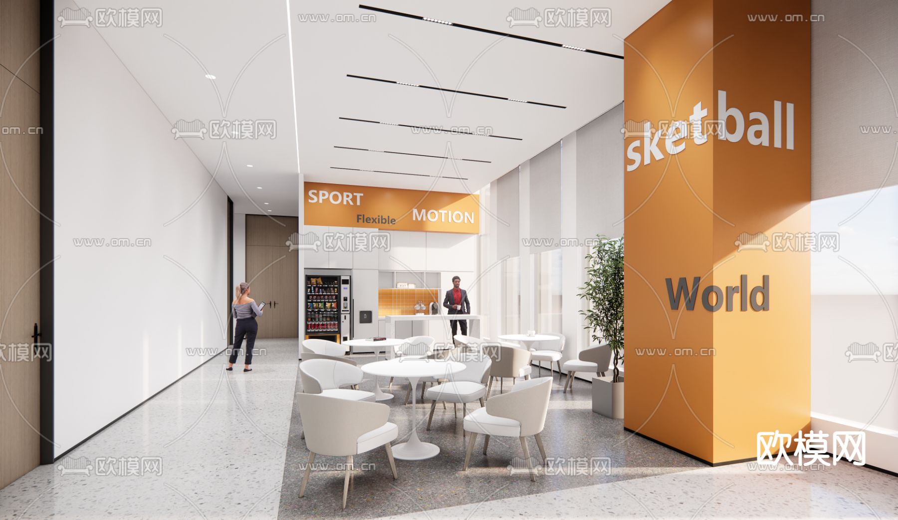 现代茶水间su模型下载（渲染图1）