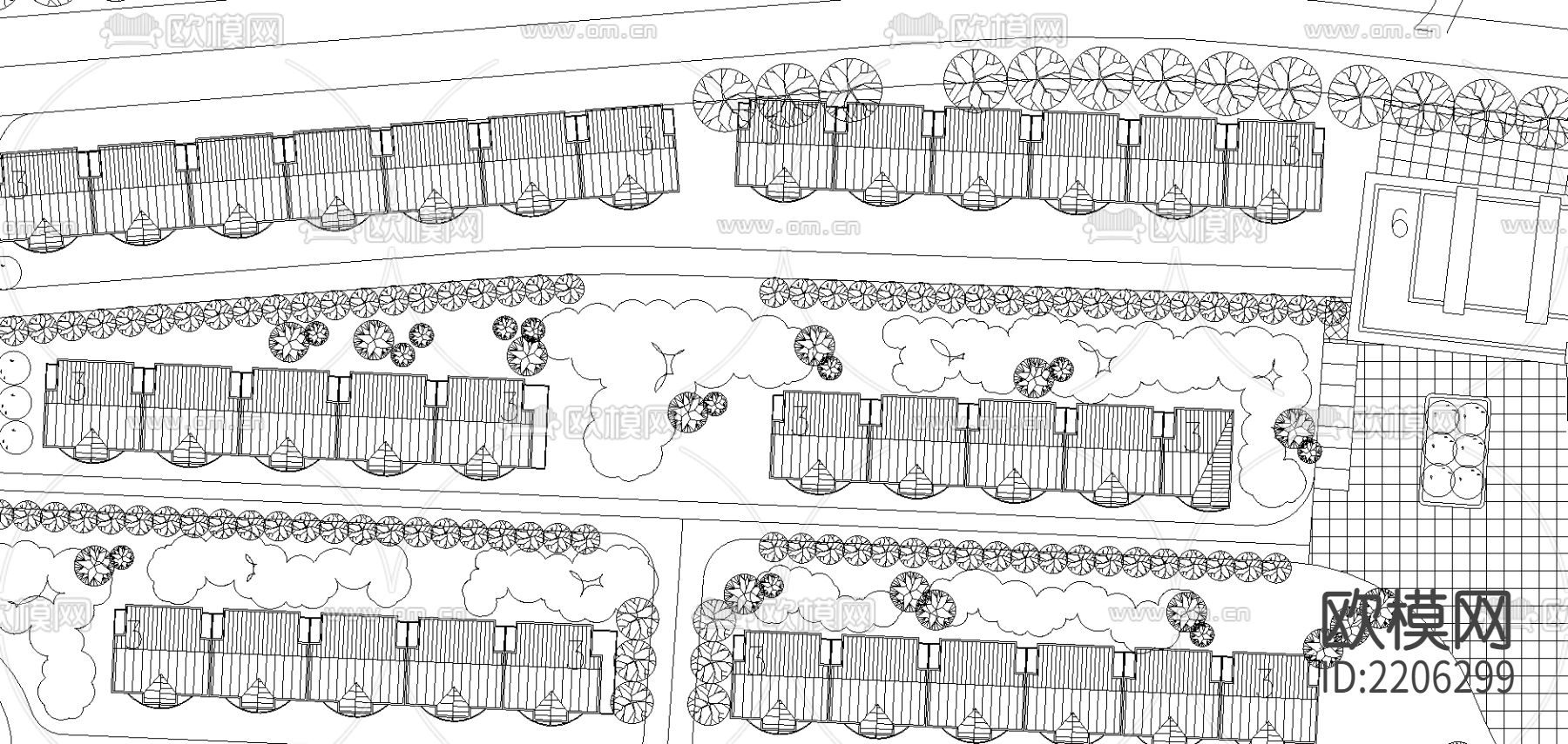 阳光小区规划CAD施工图下载（渲染图2）