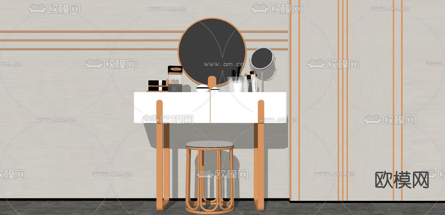 现代梳妆台su模型下载
