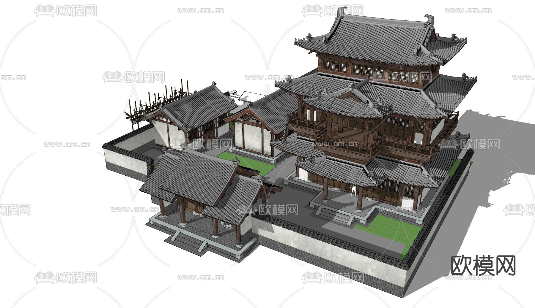 中式古建阁楼su模型下载（渲染图1）