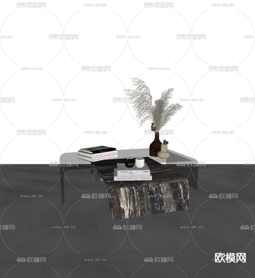 Minotti 现代大理石茶几su模型下载（渲染图3）