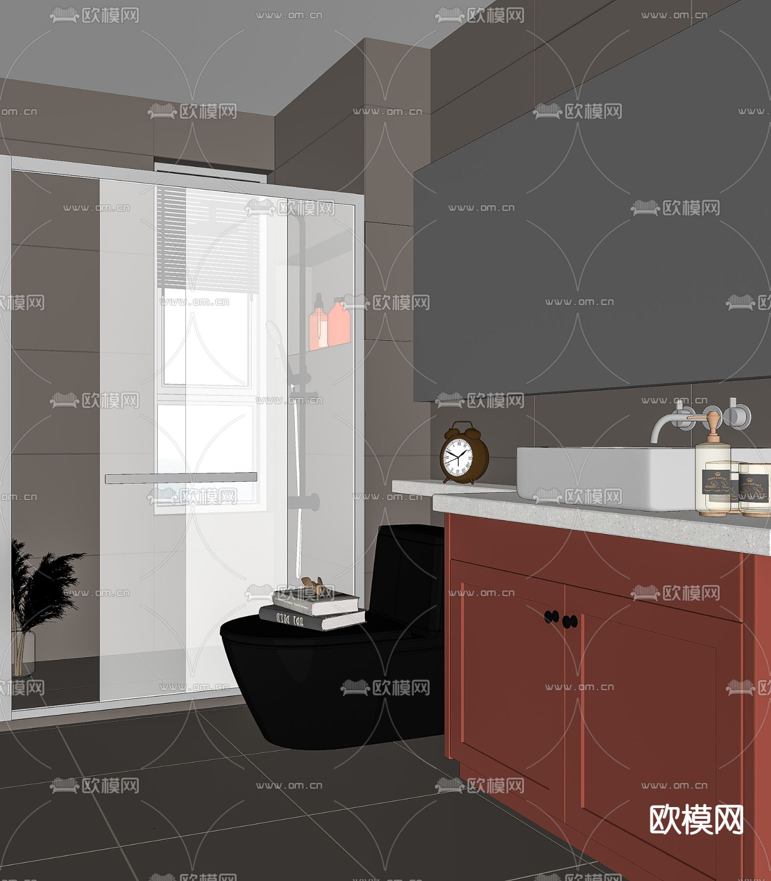现代卫生间浴室su模型下载（渲染图2）