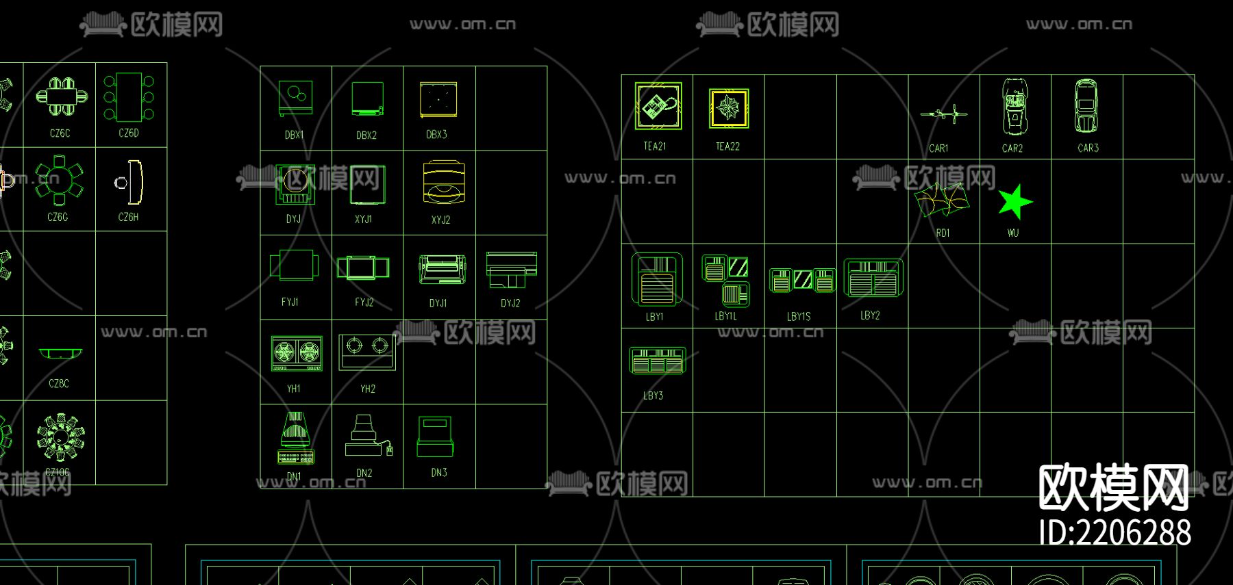 室内装饰图块CAD图库下载（渲染图4）