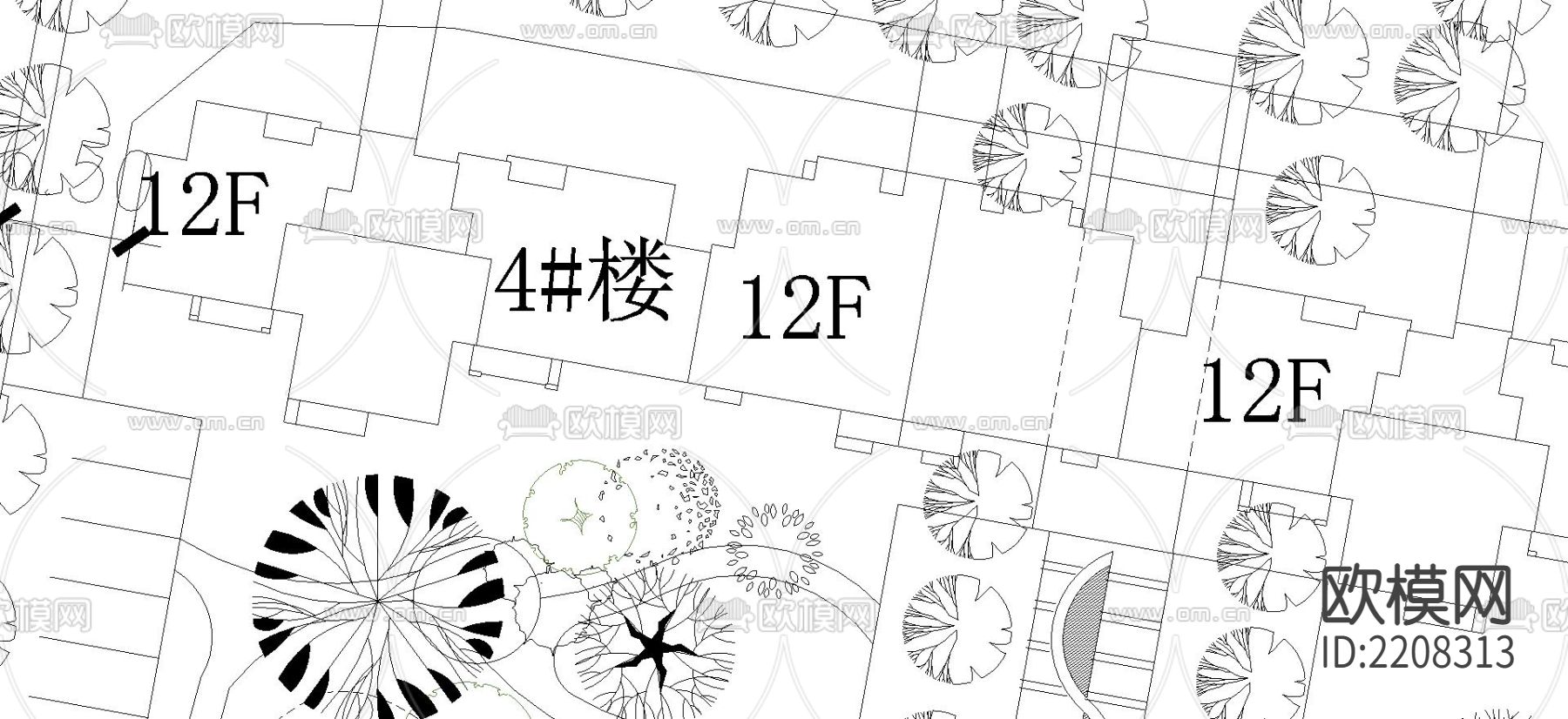 小区总图cad图库下载（渲染图1）