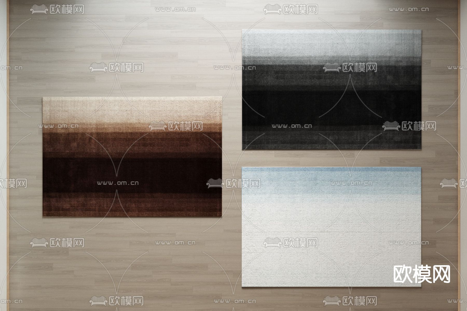 Minotti 现代方形布艺地毯su模型下载（渲染图1）