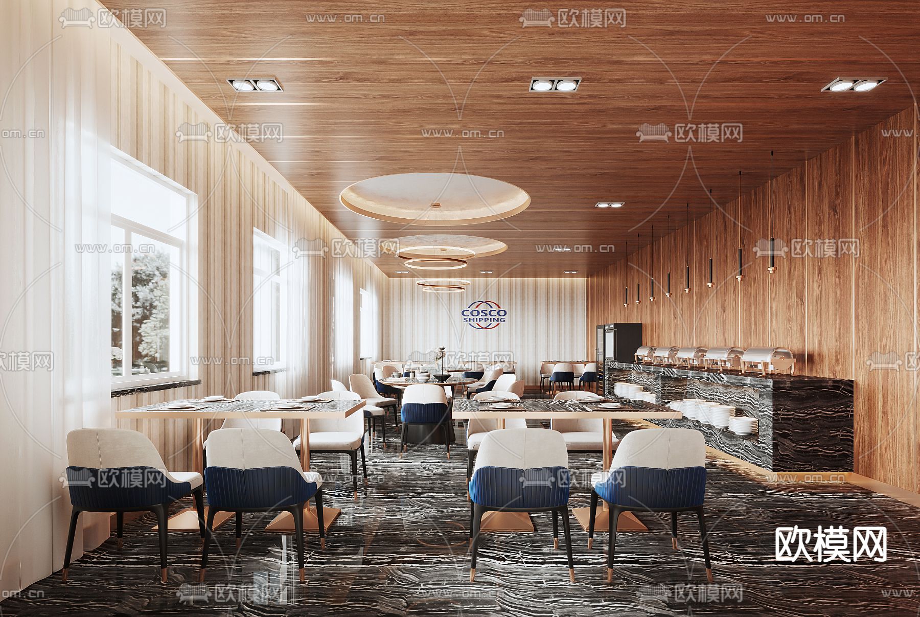 现代轻奢酒店自助餐厅3d模型下载_ID12040280_3dmax免费模型-欧模网