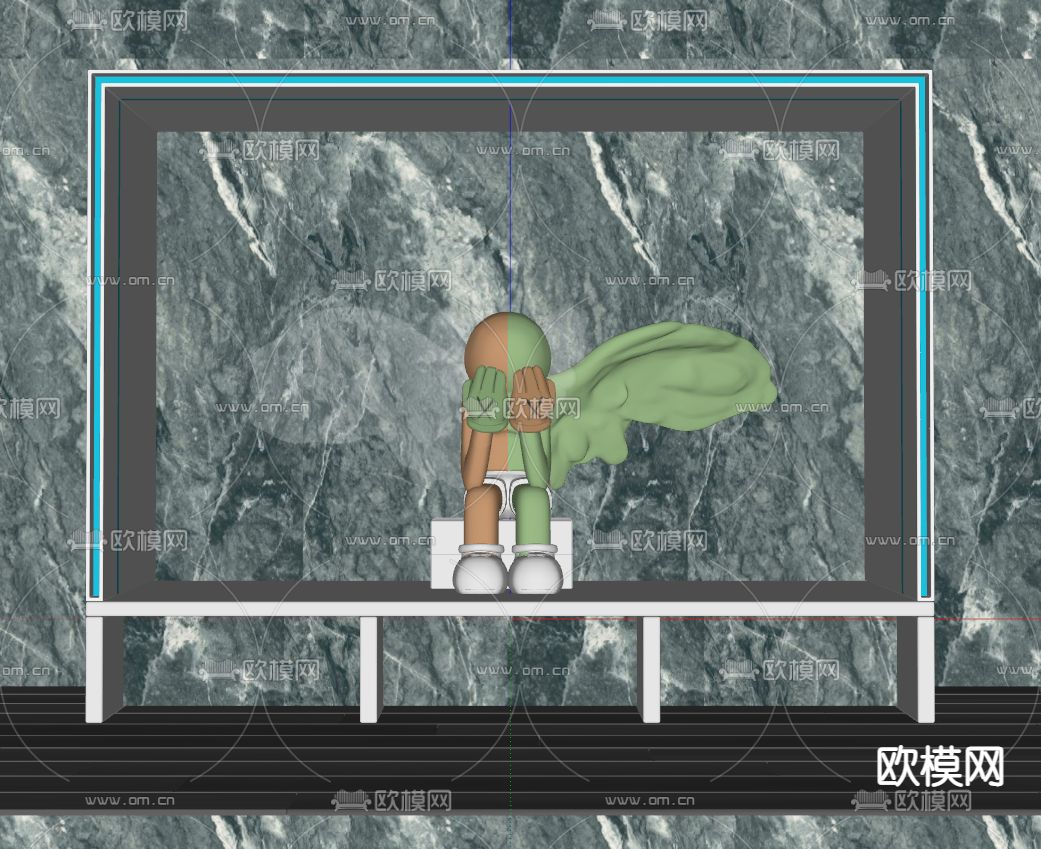 现代kaws公仔潮玩雕塑su模型下载（渲染图2）