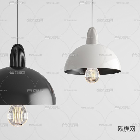 现代半球形灯罩吊灯3d模型下载