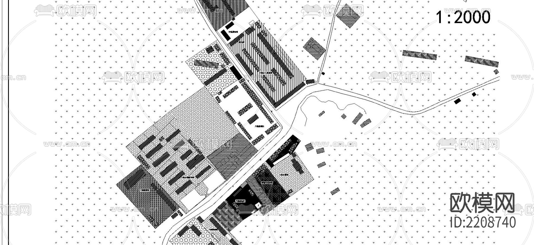 环县八珠乡CAD规划图下载（渲染图3）