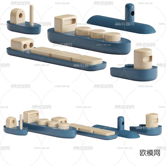 现代儿童积木玩具3d模型下载(渲染图1)