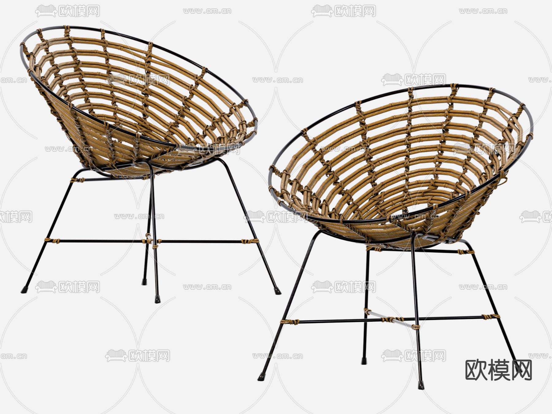 现代竹编网格户外休闲椅3d模型下载