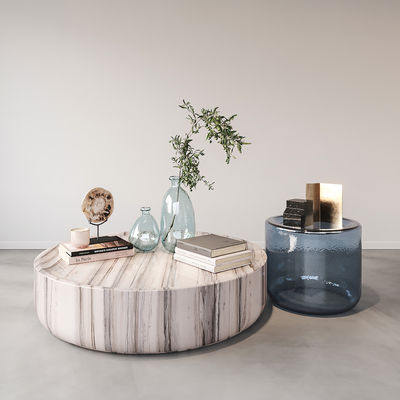  Minotti 现代大理石子母茶几su模型 