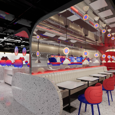  现代餐饮店火锅店su模型 