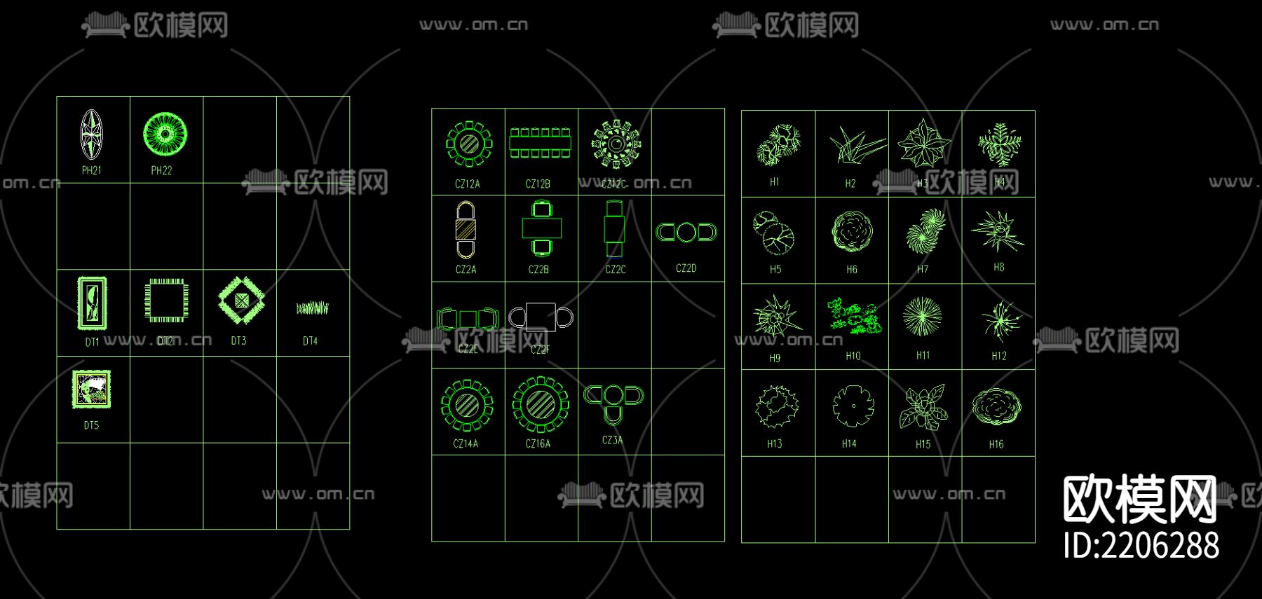 室内装饰图块CAD图库下载（渲染图3）