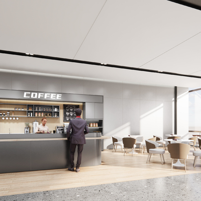  现代茶水间休息区su模型 