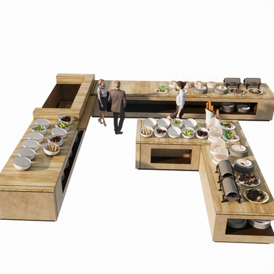  现代自助餐台调料台取餐台su模型 