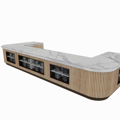  现代自助餐台调料台取餐台su模型 