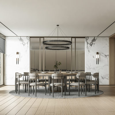  现代餐厅包房su模型 