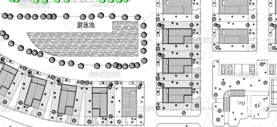 別墅區(qū)總規(guī)劃圖cad圖庫(kù)下載(渲染圖2)