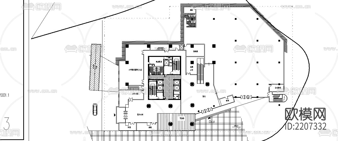 高层高层综合楼建筑CAD施工图下载（渲染图7）