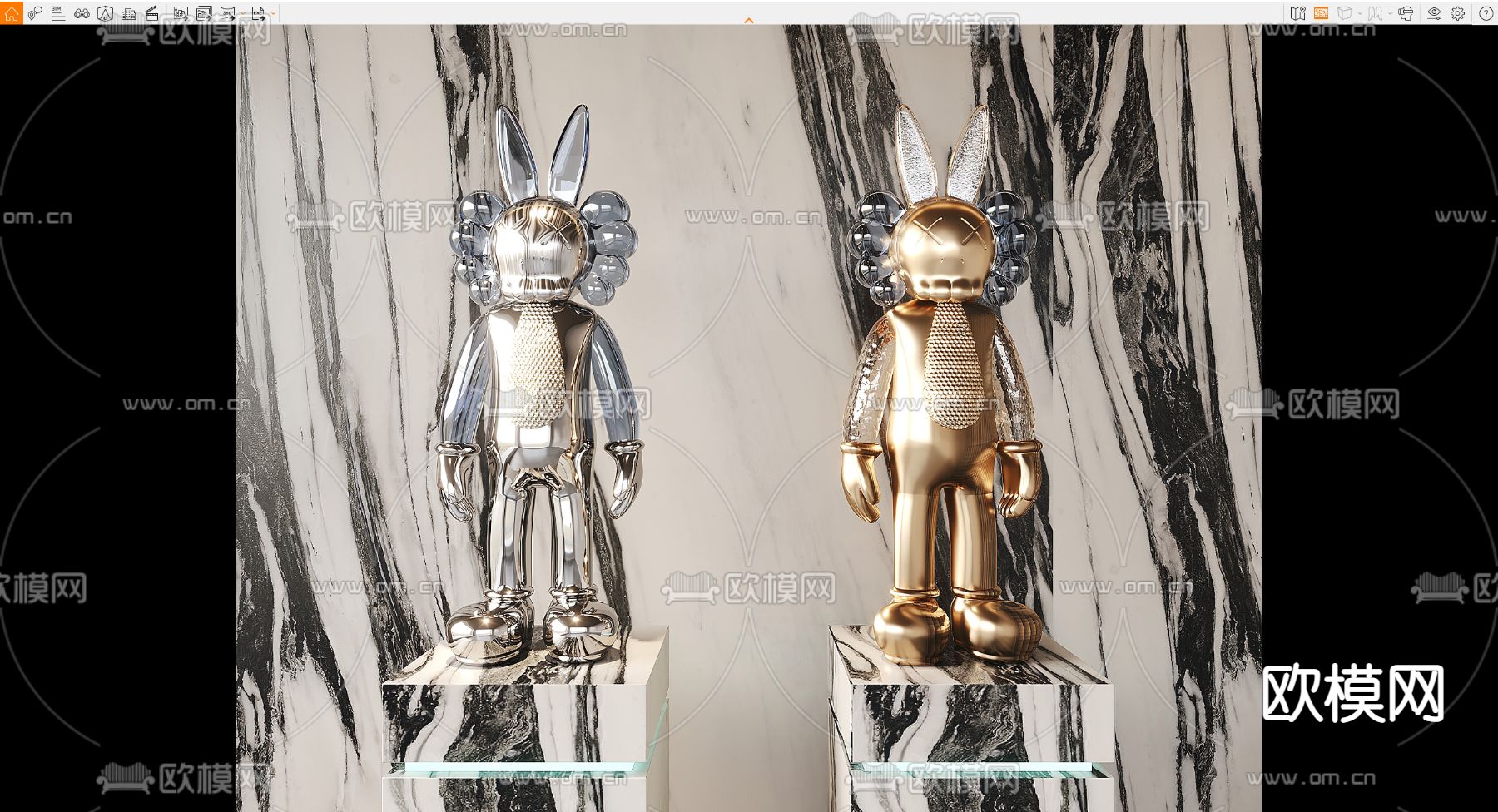 现代金属潮玩雕塑su模型下载（渲染图2）