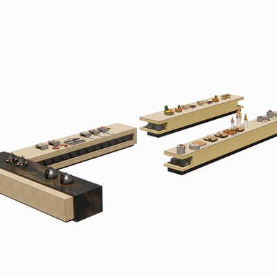  现代自助餐台调料台取餐台su模型 