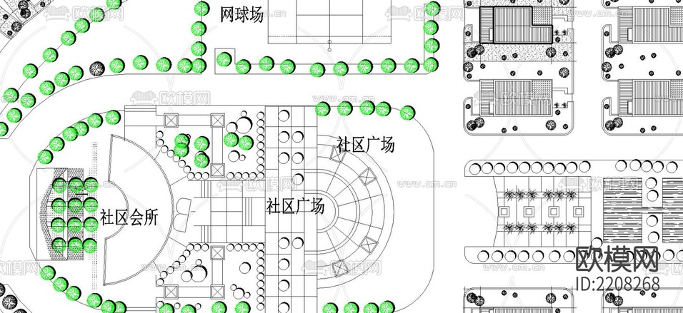 別墅區(qū)總規(guī)劃圖cad圖庫(kù)下載(渲染圖1)