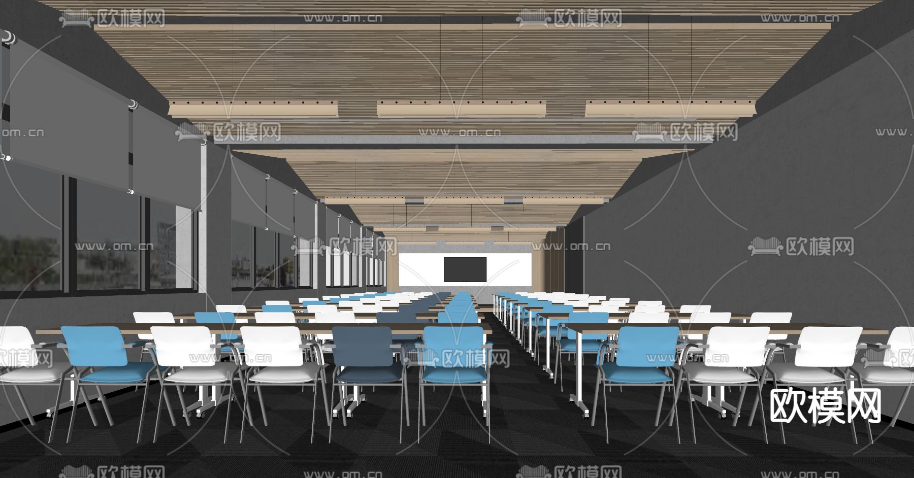 现代培训教室会议室su模型下载（渲染图2）