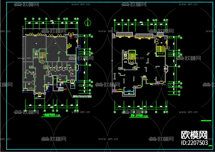教育机构给排水CAD施工图下载（渲染图1）