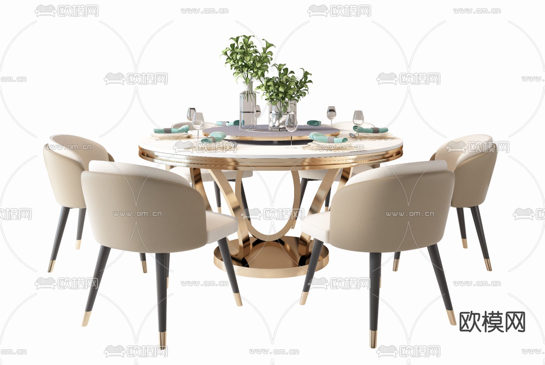 现代轻奢餐桌椅su模型下载