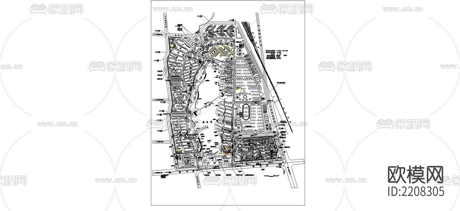 太湖之都总平面图cad图库下载（渲染图3）