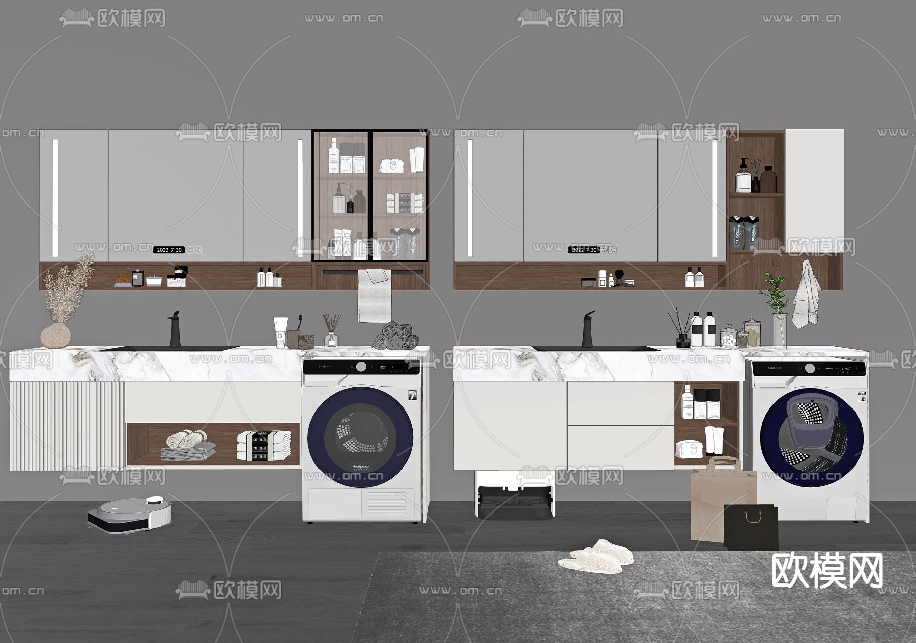 现代浴室洗衣机柜su模型