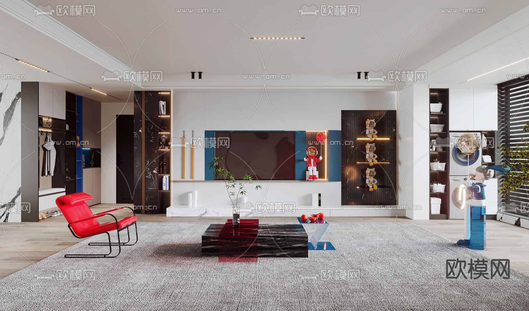 孟菲斯风客厅3d模型下载（渲染图2）