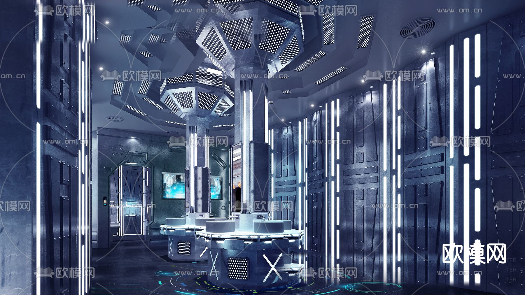 工业风宇宙飞船主题酒吧卫生间3d模型下载