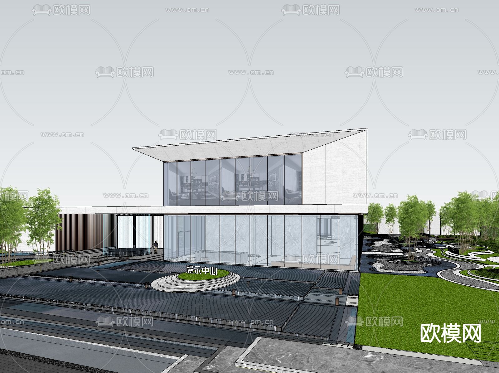现代售楼处建筑外观su模型下载_ID12043260_sketchup模型下载-欧模网
