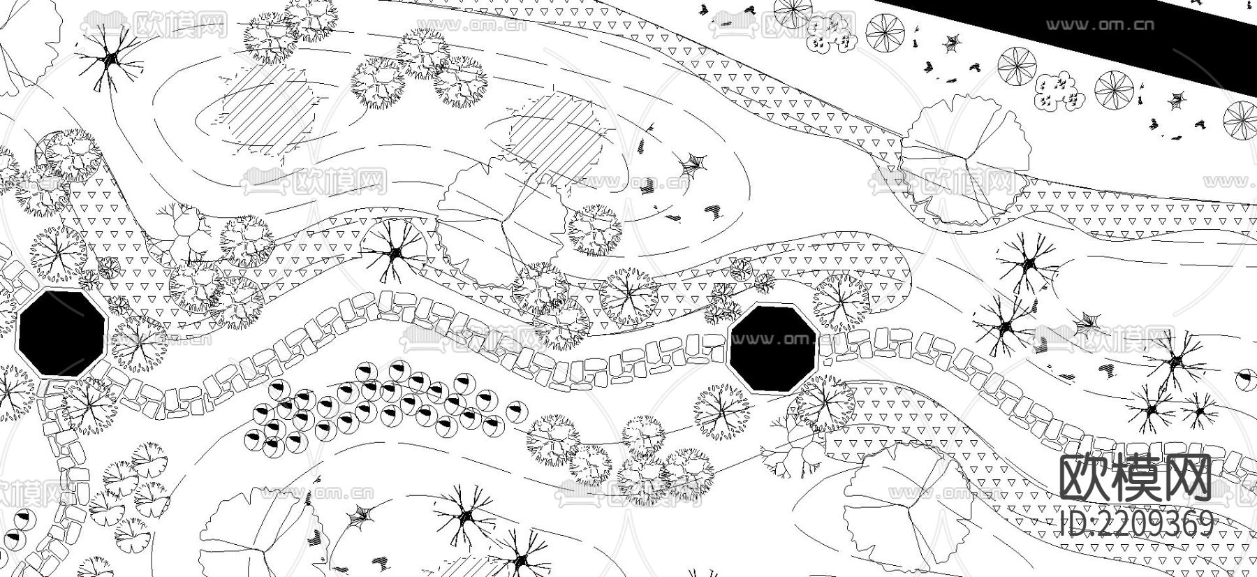 某风景名胜区绿化CAD施工图下载（渲染图3）