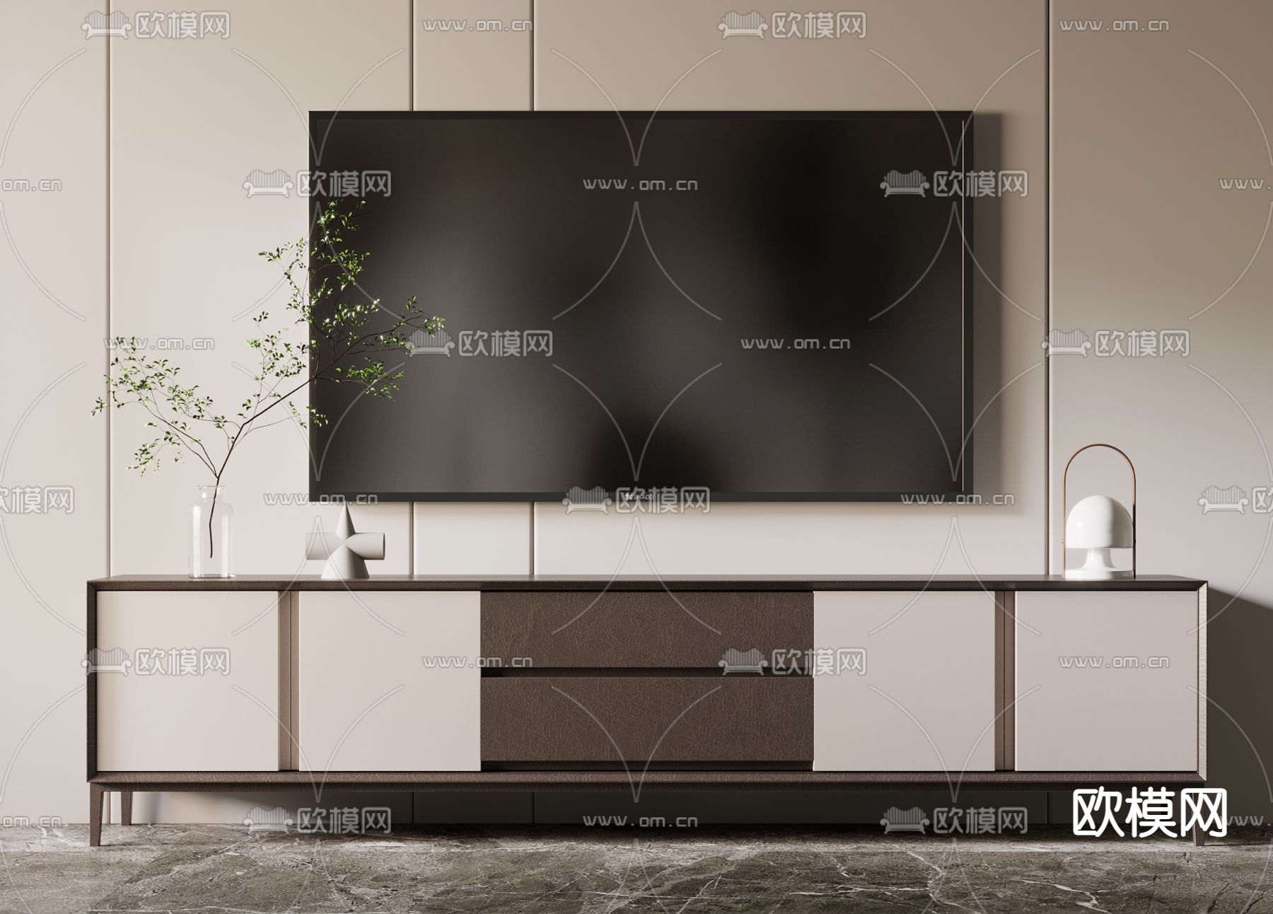 现代电视柜3d模型下载