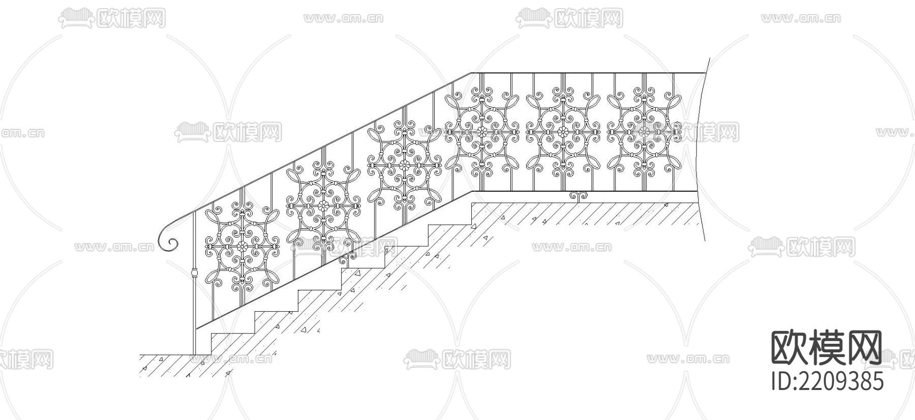 楼梯栏杆节点大样下载（渲染图1）