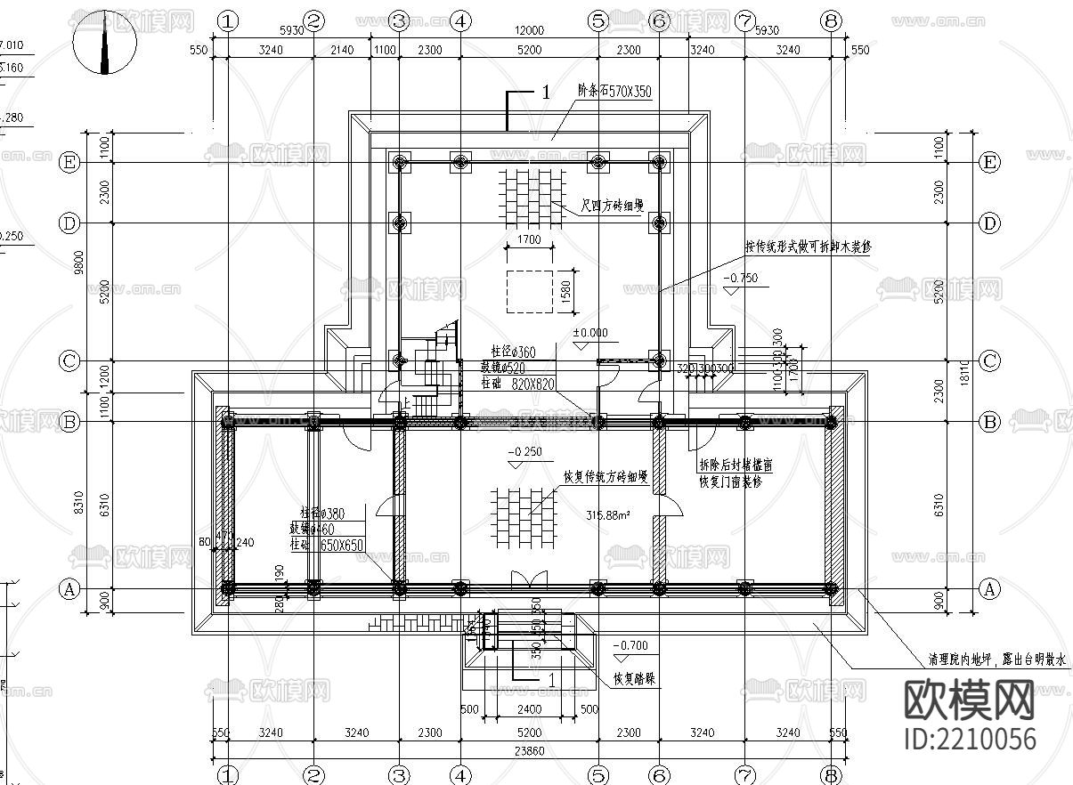 仿古建筑CAD施工图下载（渲染图1）