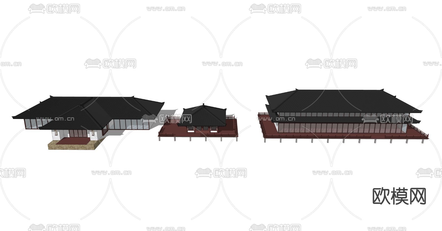 中式宫殿古建su模型下载