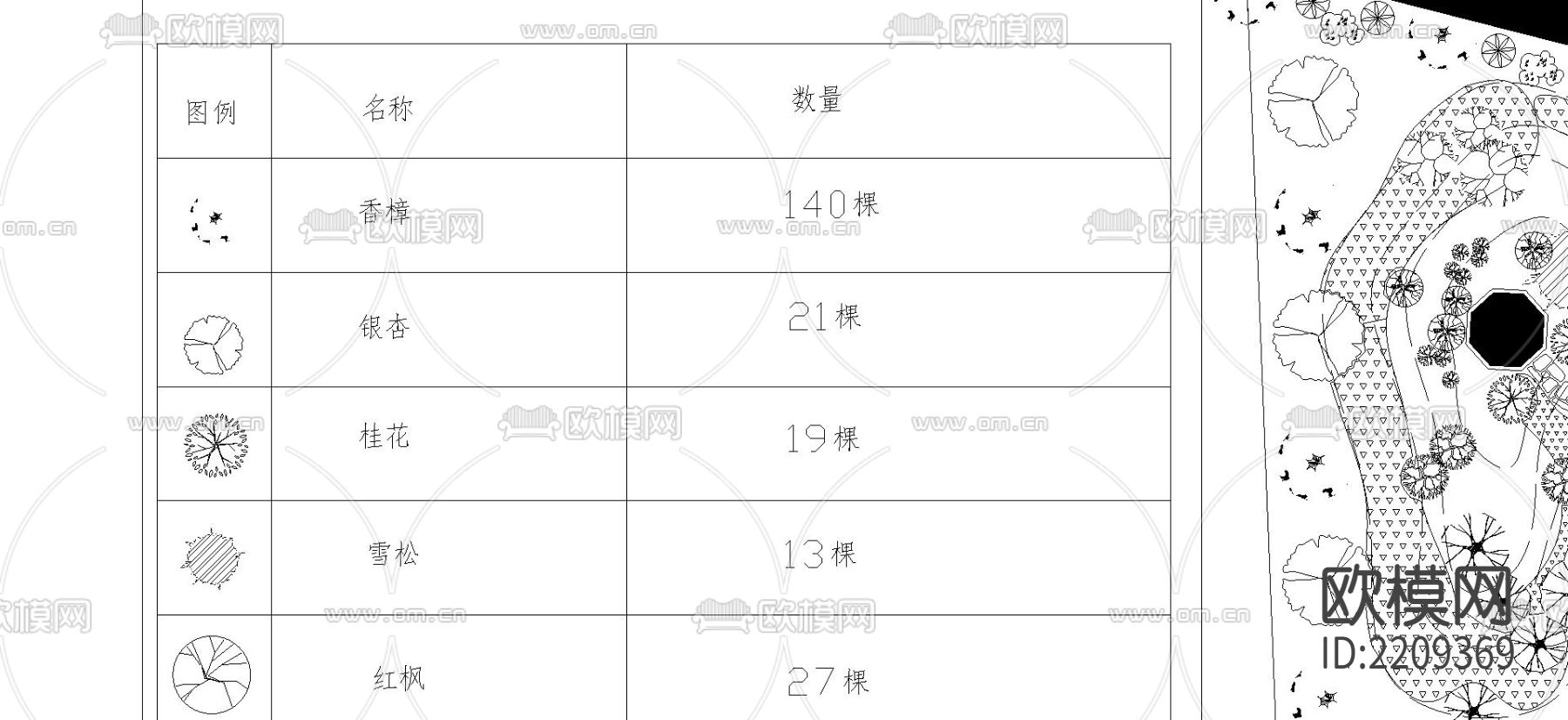 某风景名胜区绿化CAD施工图下载（渲染图2）