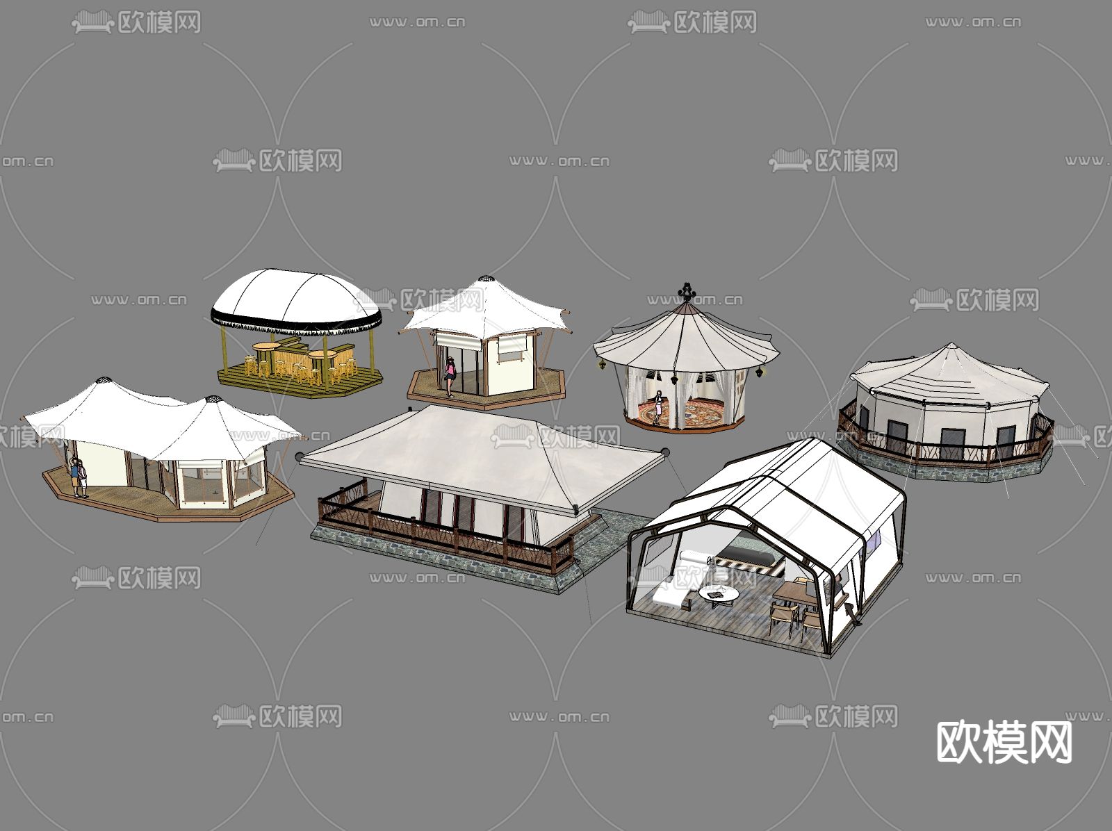 现代露营帐篷su模型下载（渲染图3）