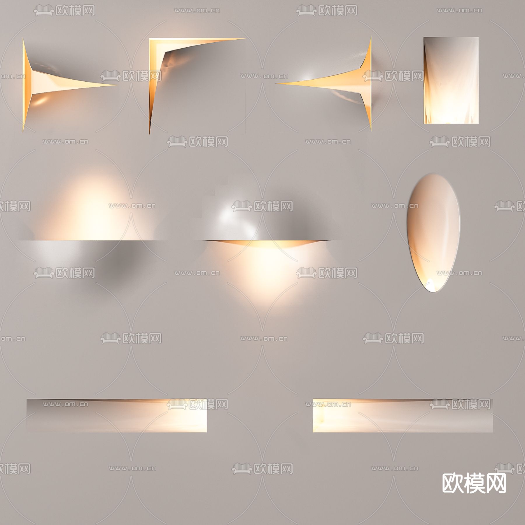 现代石膏灯壁灯3d模型下载（渲染图2）