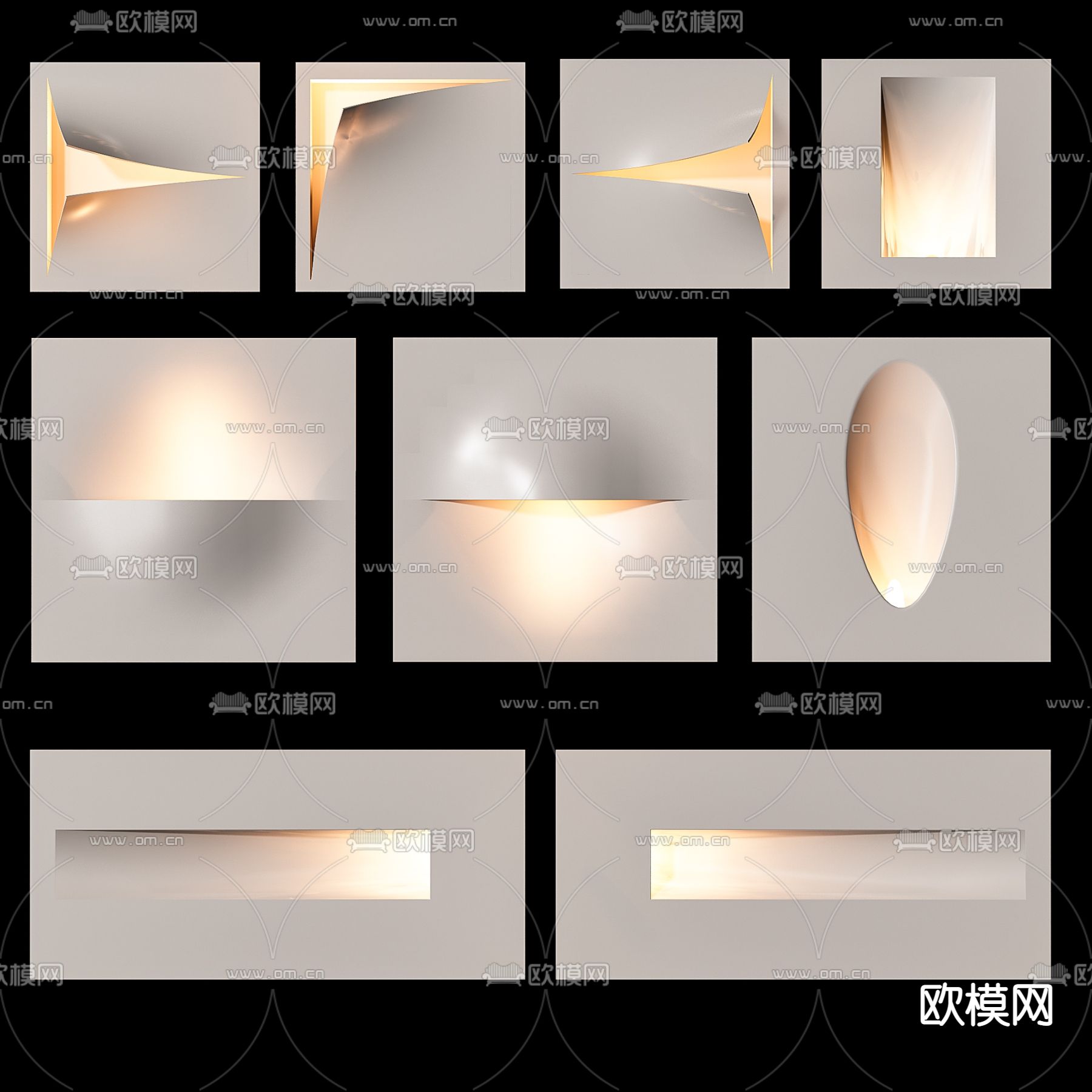 现代石膏灯壁灯3d模型下载（渲染图1）