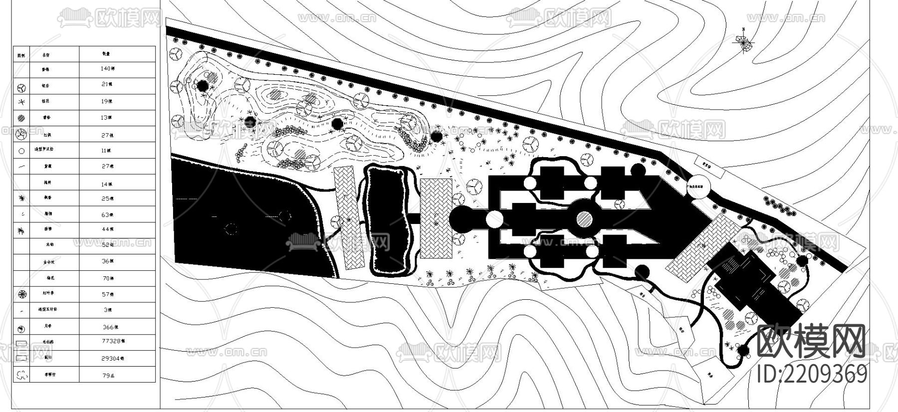 某风景名胜区绿化CAD施工图下载（渲染图1）
