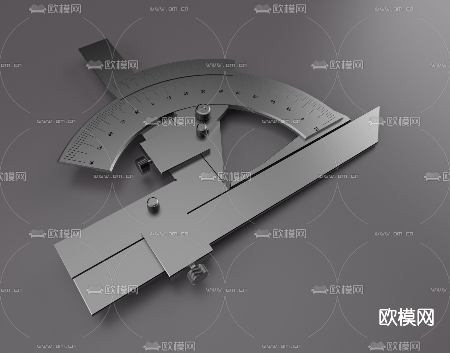 现代万能角度尺3d模型下载