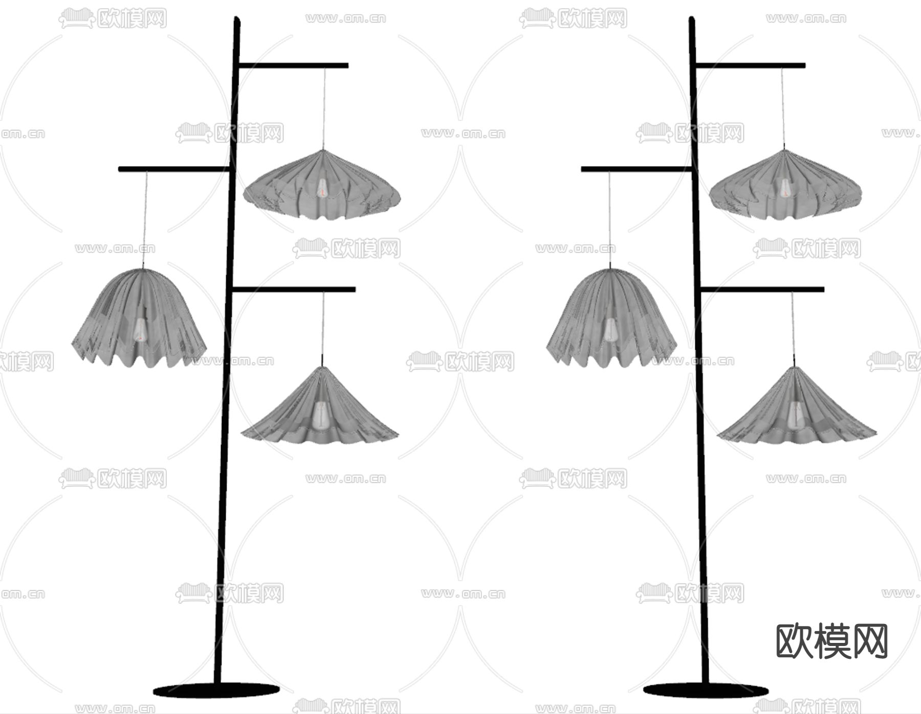 侘寂风落地灯su模型下载（渲染图2）