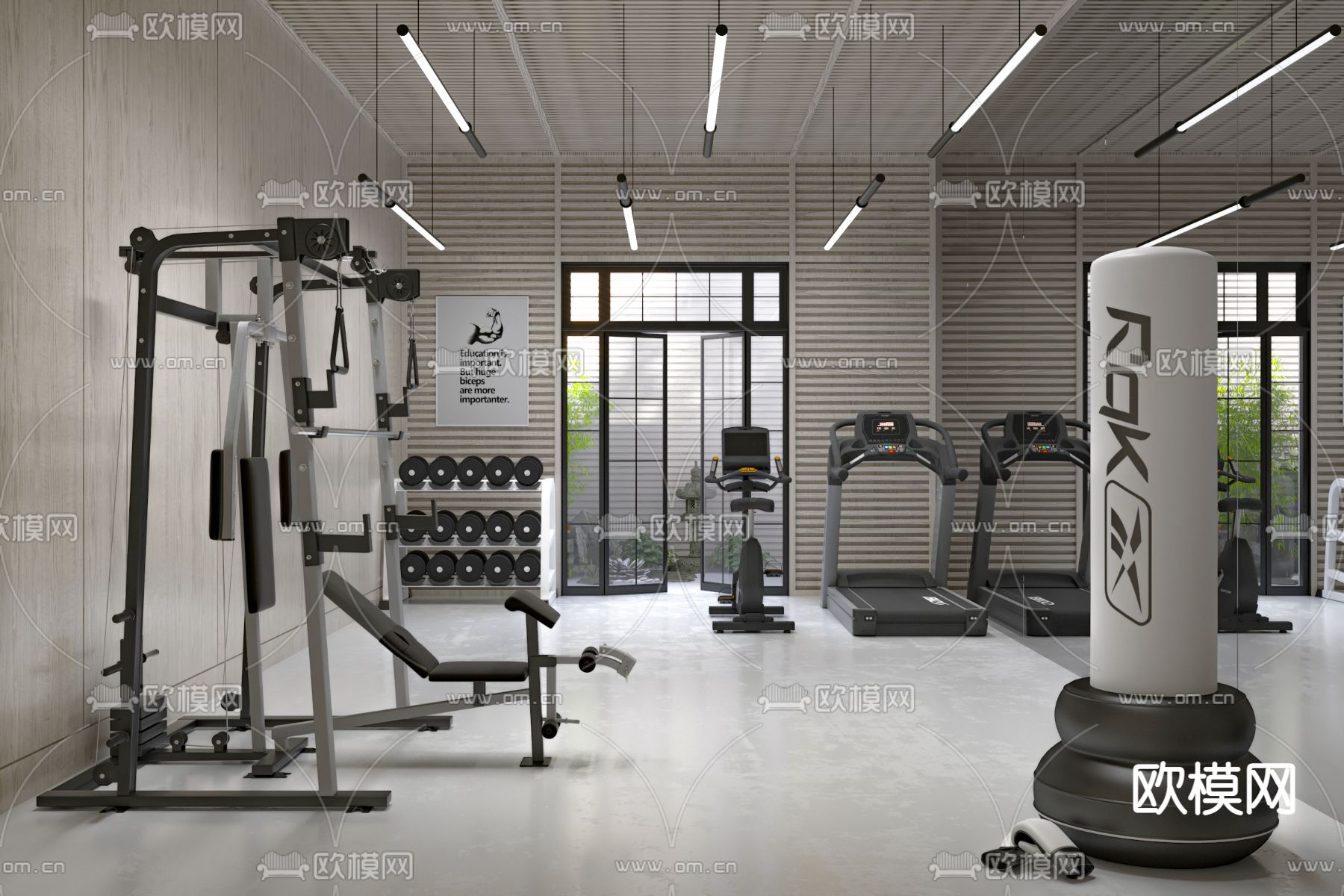 现代家居健身房3d模型下载_ID12041707_3dmax免费模型-欧模网