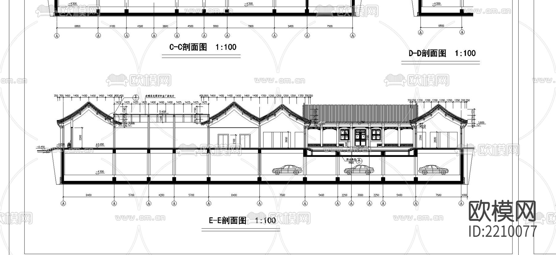 古建CAD立剖面图下载（渲染图1）
