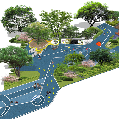  现代户外儿童游乐场su模型 